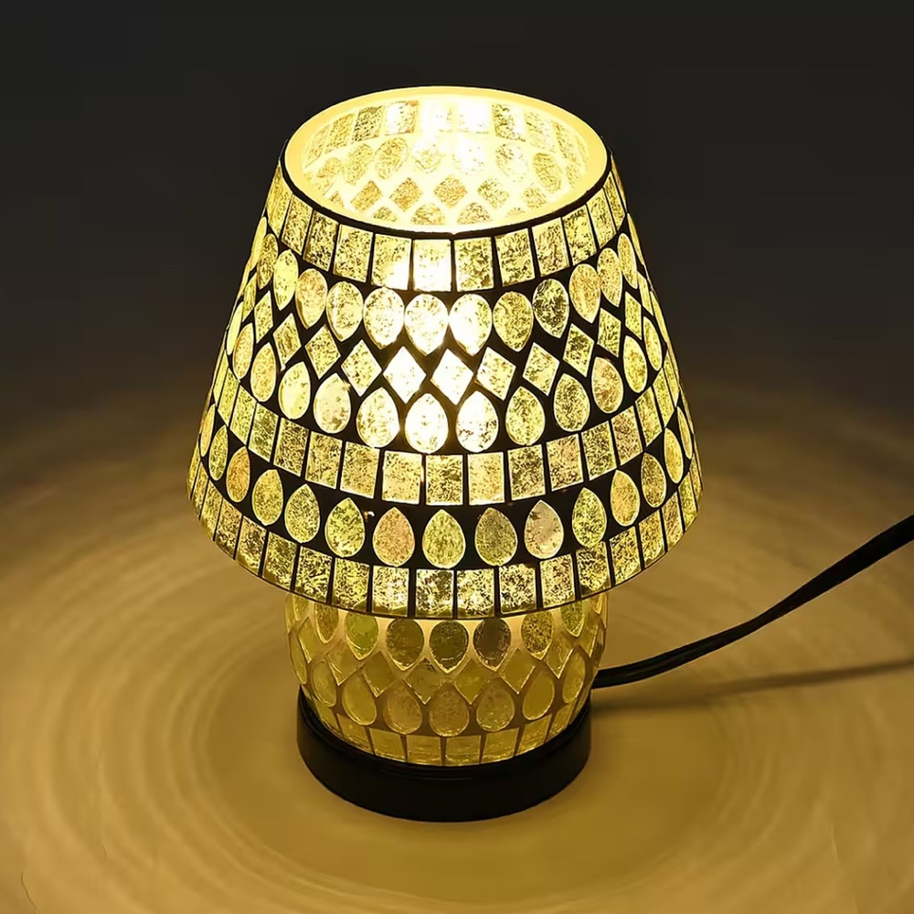 Multi Color Mosaic Glass Table Lamp with 1.6 Meter Wire and E26 Holder